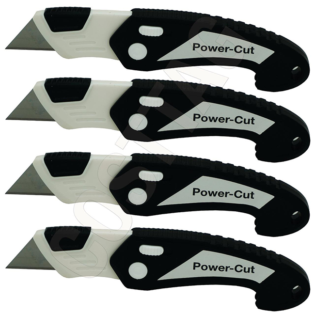 Lightweight Heavy Duty Pocket Knife Retractable Blade ABS Folding Safety  Utility Box Cutter with Lock Release - 4 Pack